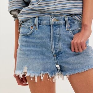 AGOLDE Parker Vintage Cut-Off denim shorts 24 Frayed Hem Distressed Button Fly